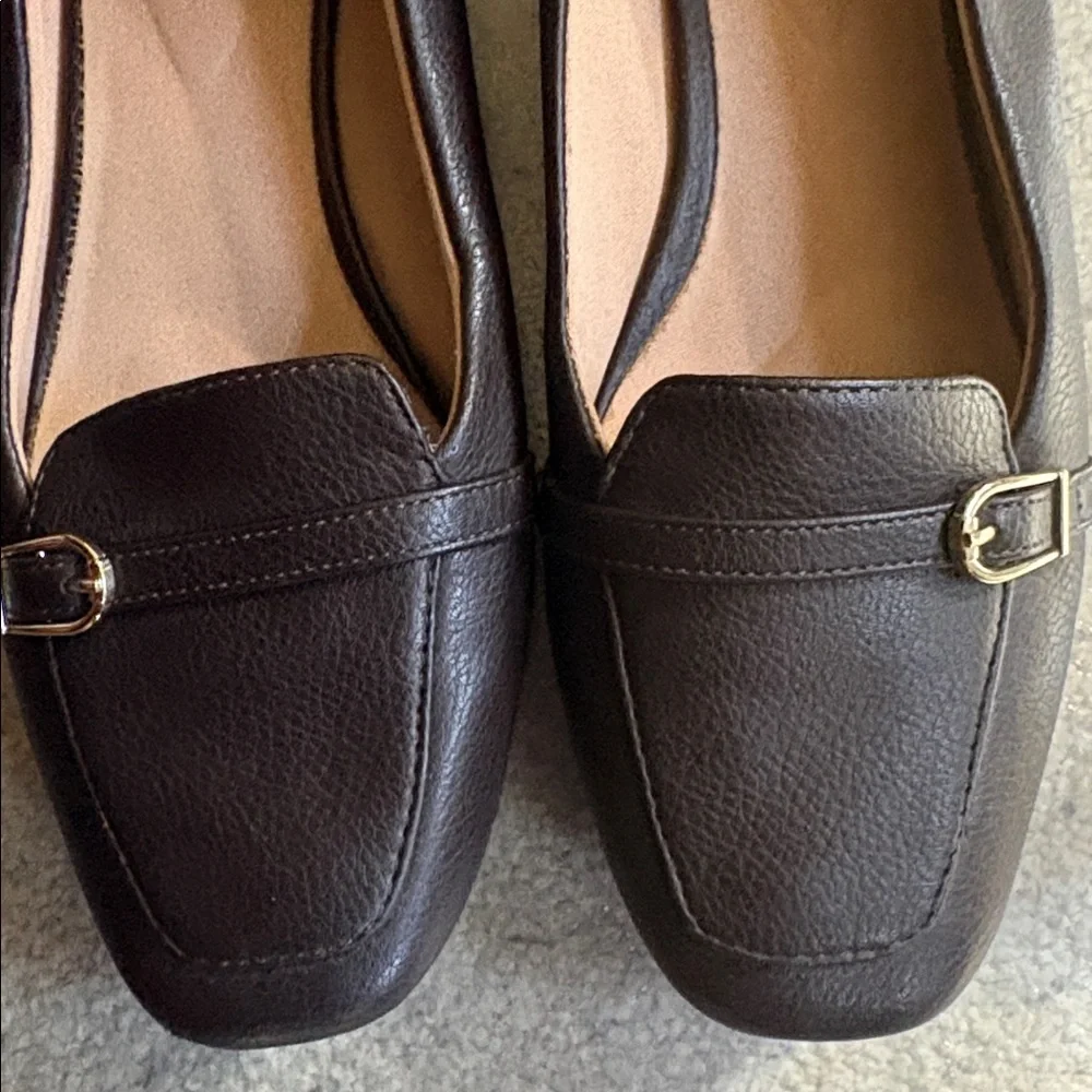 Life Stride Dark Brown Faux Leather “Catalina” Loafers-Size 9W